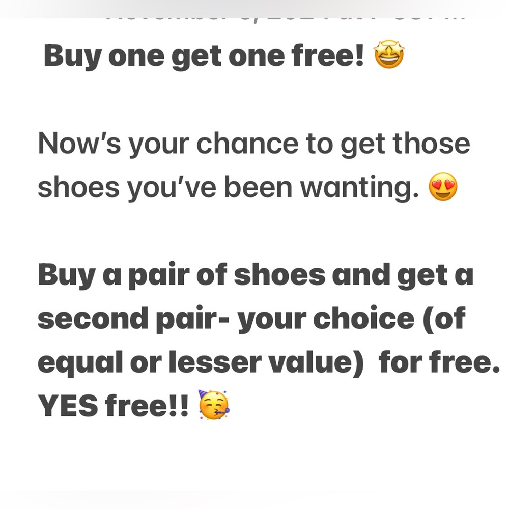 BOGO

Buy one get one free see details above